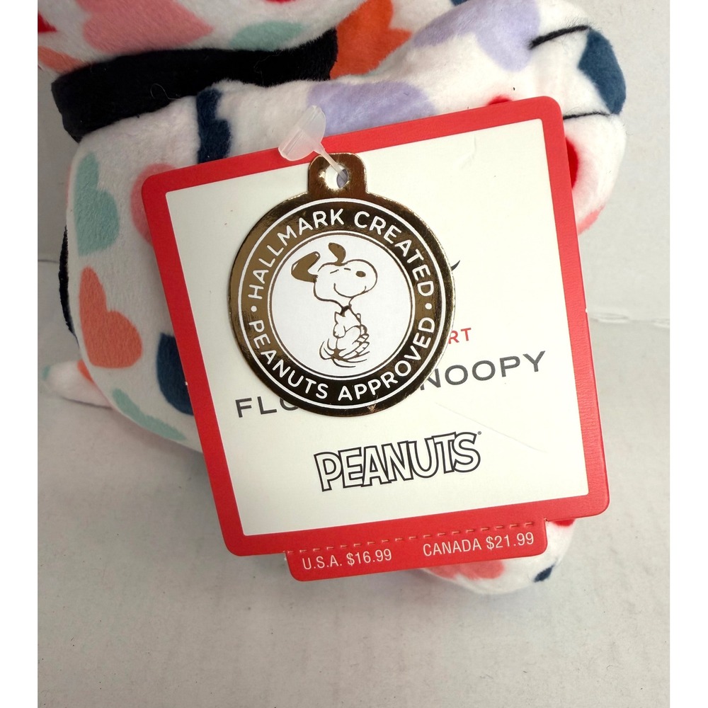 Hallmark Peanuts Floppy Snoopy Plush Heart Pattern Multi Valentine Gift NWT - Picture 4 of 8